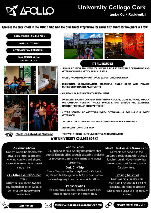 University College Cork Sommer programbrochure faktablad 2026