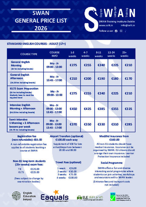 Voksen generelle priser 2026