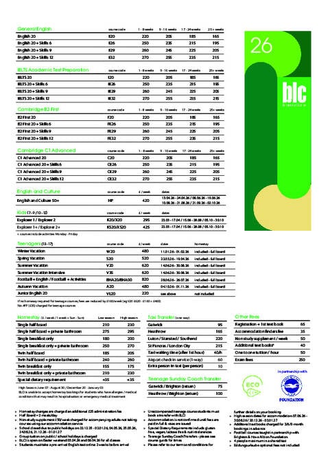 BLC International Preços 2026
