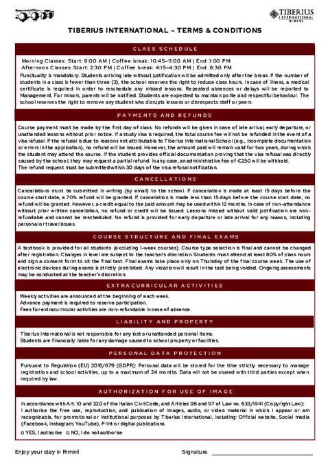 Szabályzat, Általános Szerződési Feltételek - Tiberius