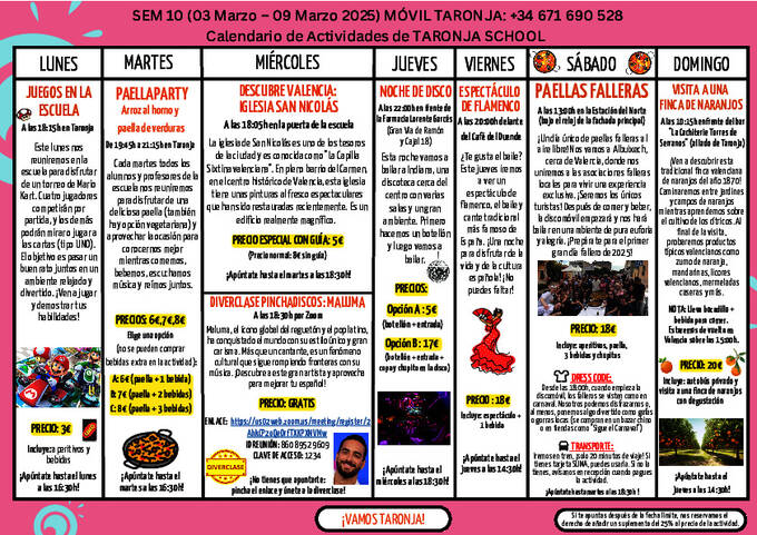 Amostra de atividades sociais