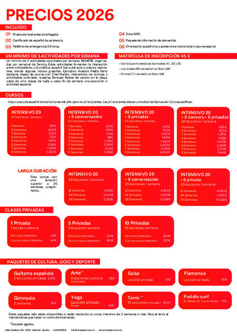 Lista de preços 2026