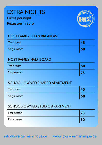 Preços de noites extras 2026