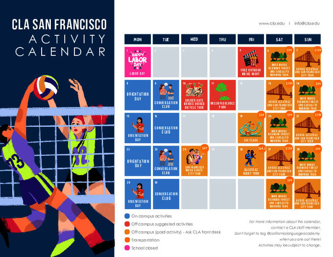 Calenário de atividades - Setembro de 