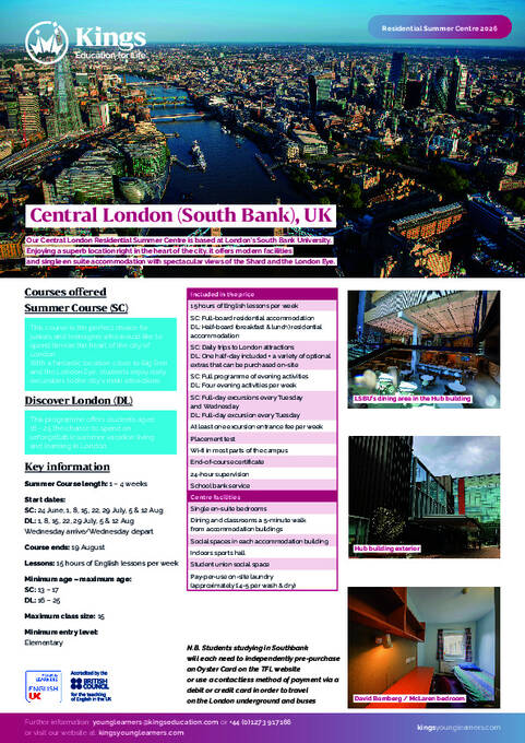 Kings - Young Learners Centre Brosúra (PDF)