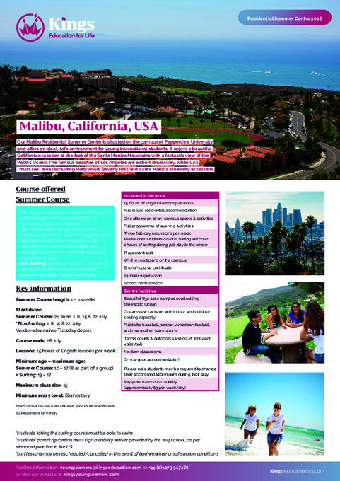 Kings Malibu adatlap 2026