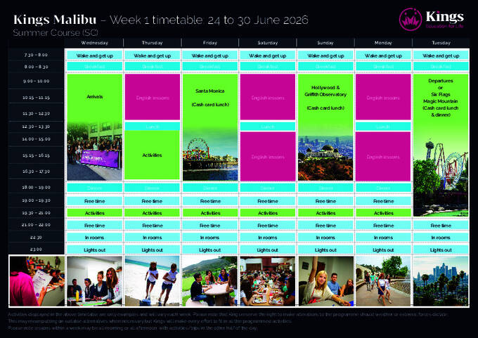 Malibu órarend 2026