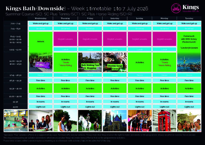 Bath Downside timeplan 2026