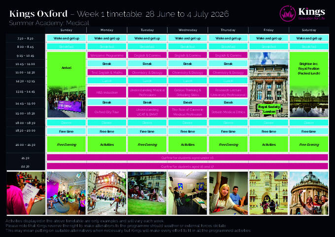 Cronograma 2026 Oxford - Summer Academy Medical