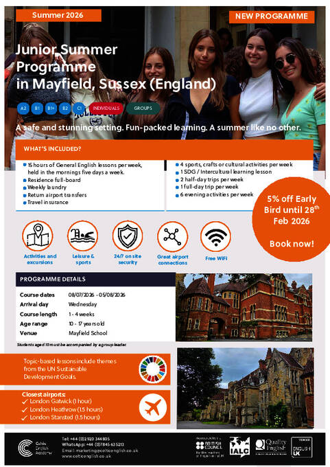 Programa de Verão para Jovens em Mayfield, Sussex (Inglaterra) - 2026 - Folheto