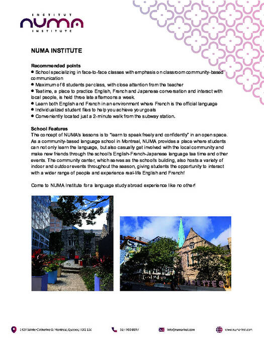 NUMA Institute / Institut NUMA الكتيبات (PDF)