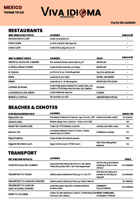 الأشياء التي يمكنك القيام بها في بلايا ديل كارمن