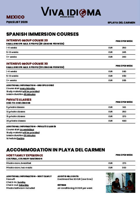 قائمة أسعار Viva Idioma لعام 2026
