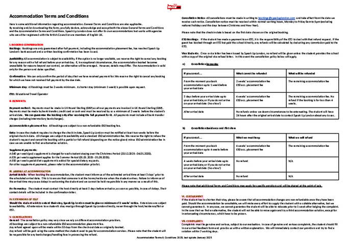 Accommodatievoorwaarden