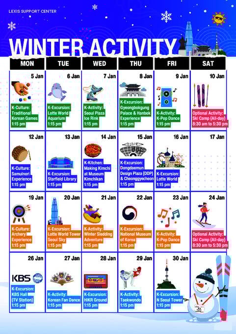 Acampamento Júnior - Calendário de atividades Inverno 2026