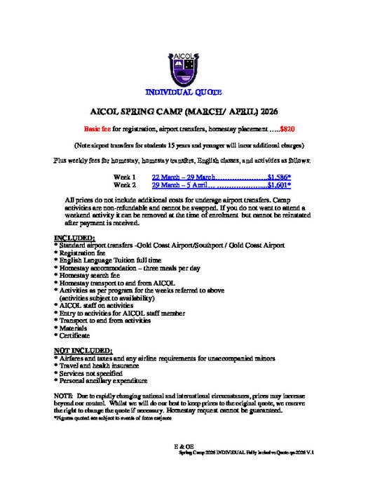 AICOLs prisliste for vårleir 2026