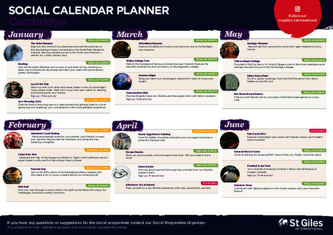 Cambridge eksempel på kalender 