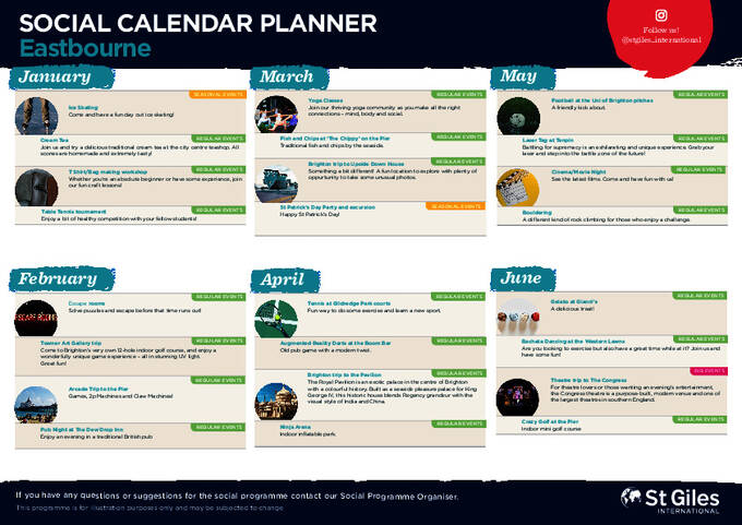Eastbourne eksempel på kalender
