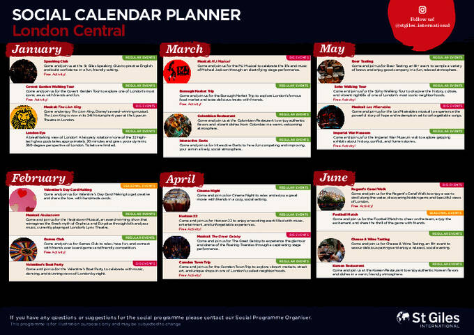 런던 센트럴 샘플 캘린더