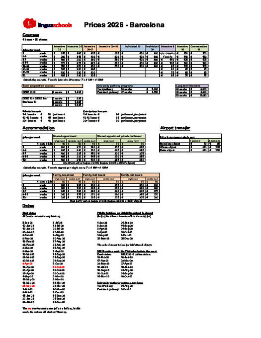 Lista de preços 2026
