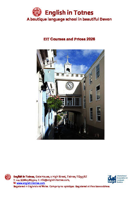 English in Totnes Lista de preços para juniores e adultos 2026