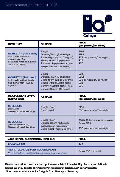 أسعار الإقامة LILA  2026