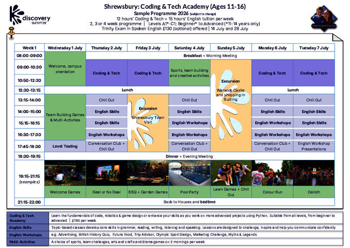 Shrewsbury Coding/Tech Academy Eksempel på skema 2026
