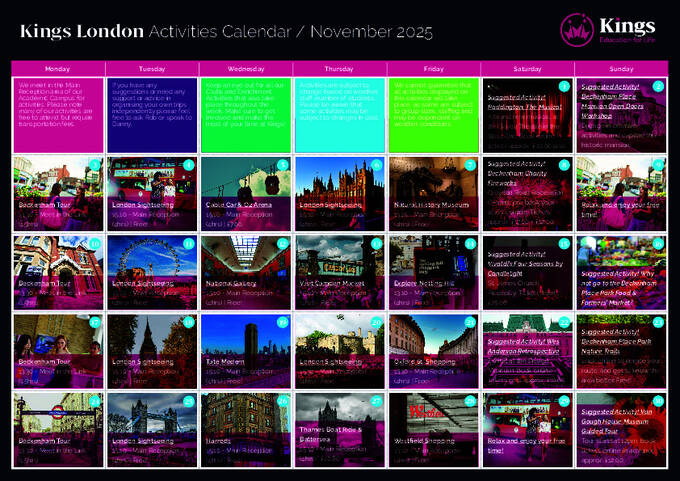 London, sosial kalender for november