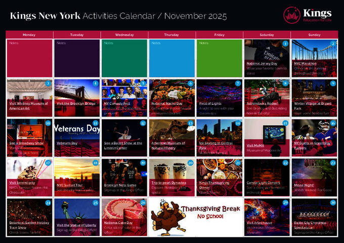 New York, sosial kalender for november