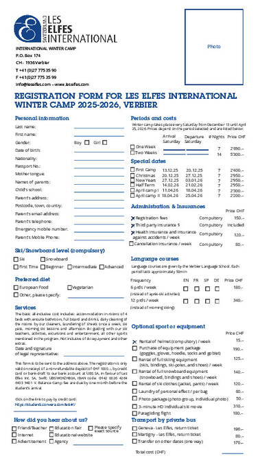 Tilmeldingsformular til vinterlejr 