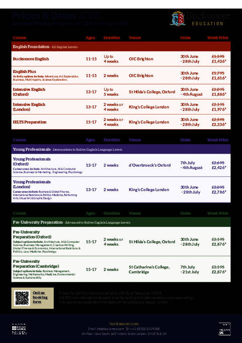 تواريخ وأسعار Bucksmore 2026