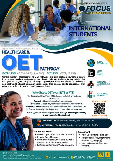 الإنجليزية العامة للرعاية الصحية واللغة الإنجليزية المهنية (OET)