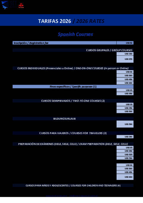 Lista de preços 2026