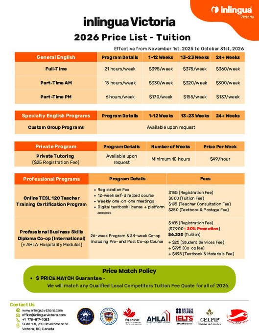 inlingua维多利亚分校2026年价格