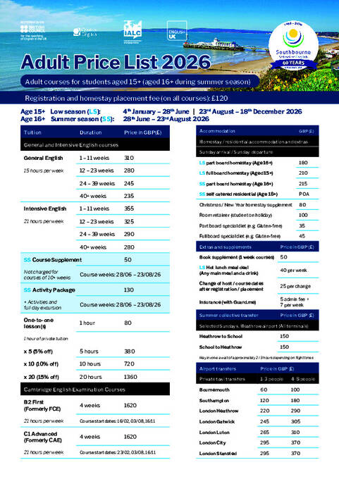 Priser 2026 (oppdatert)