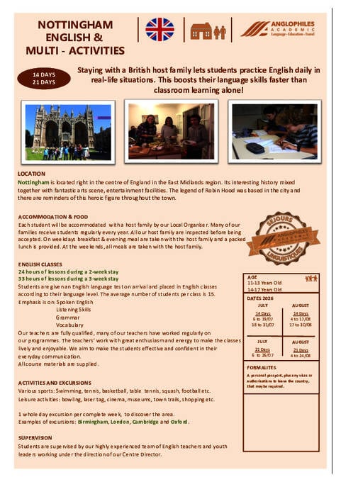 Nottingham Engelsk og multiaktiviteter