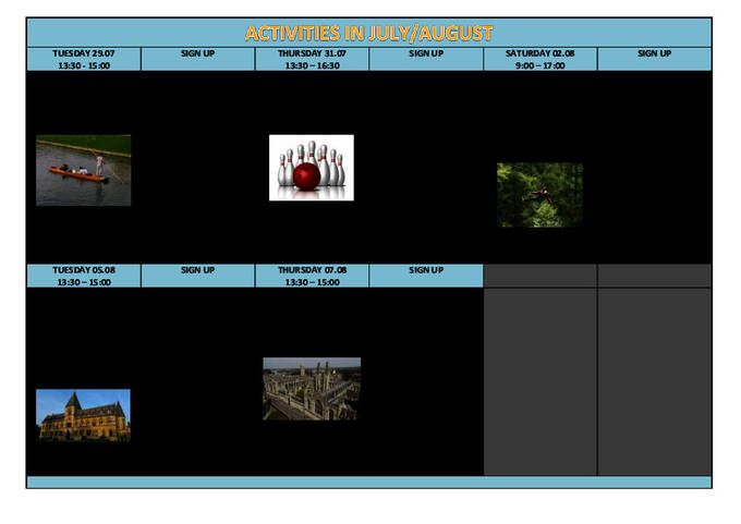 نموذج لتقويم أنشطة صيفية