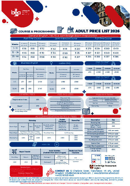 Prisliste for voksne 2026