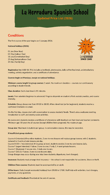 2026 Prisliste La Herradura