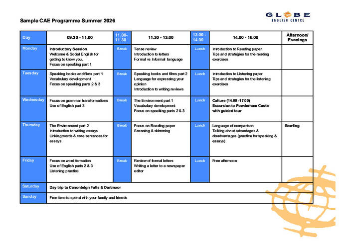Eksempel på CAE-program, sommeren 2026