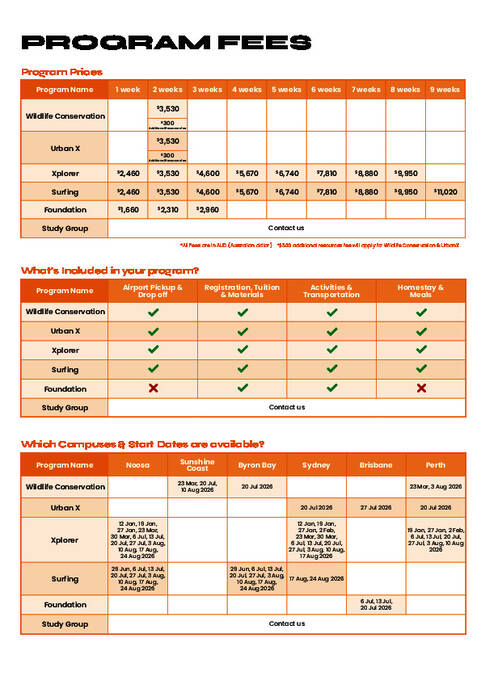 Lexis Australia, aktivitetsprogram for tenåringer, avgifter 2026
