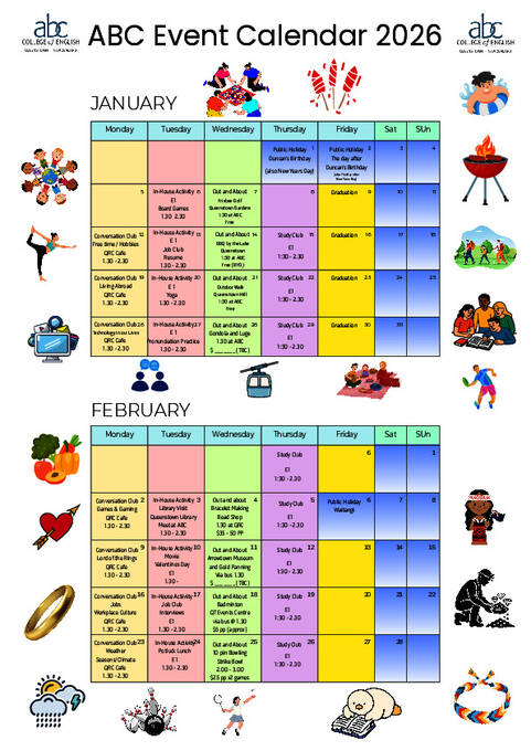 Activity Calendar 2026