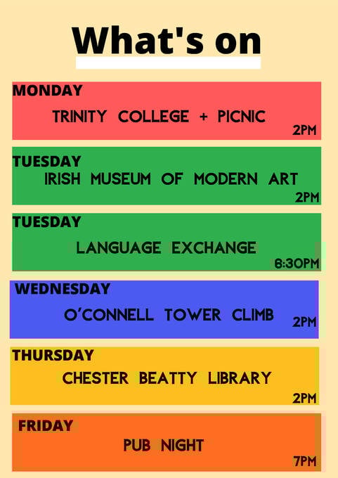 学校每周组织的休闲活动举例 