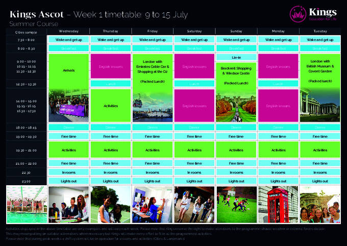 阿斯科特夏季时间表示例