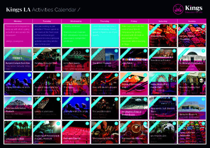 Los Angeles eksempel på social kalender