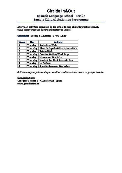 Eksempel på kulturprogram