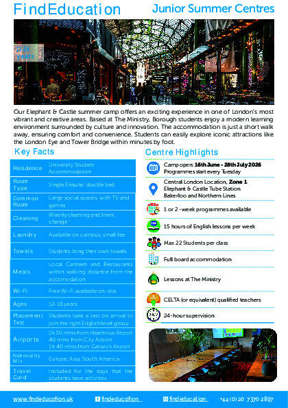 Faktablad: Elephant & Castle 2026