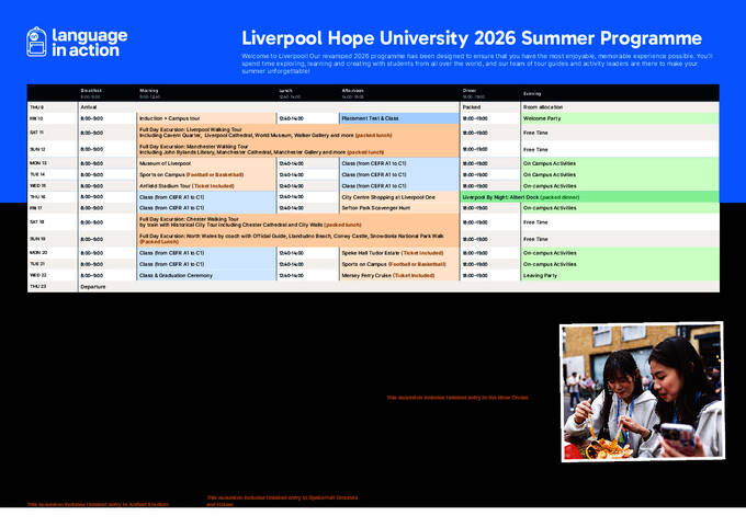 Schema för LiA:s campus i Liverpool 2026