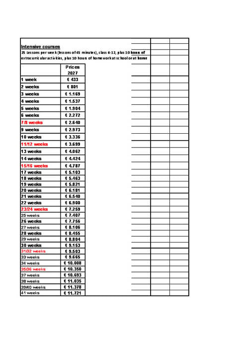 Cultura Italiana Prices 2027