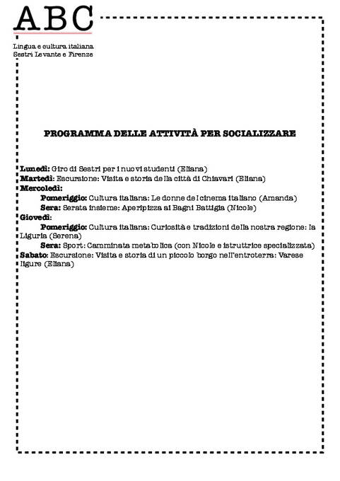 Atividades sociais
